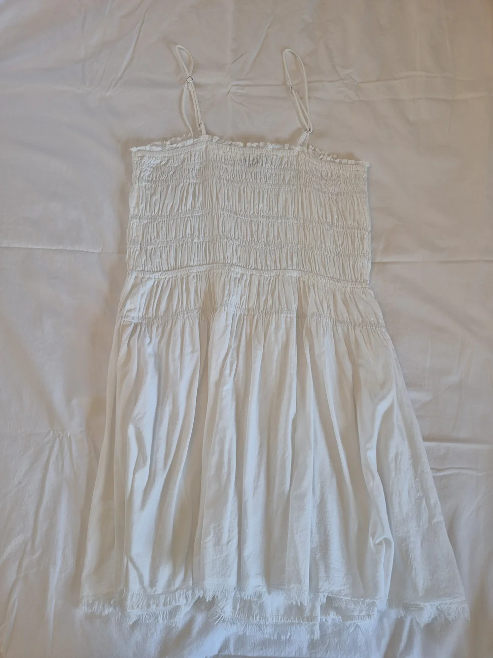Primark White Smocked Button-Front Mini Dress - Picture 2 of 2